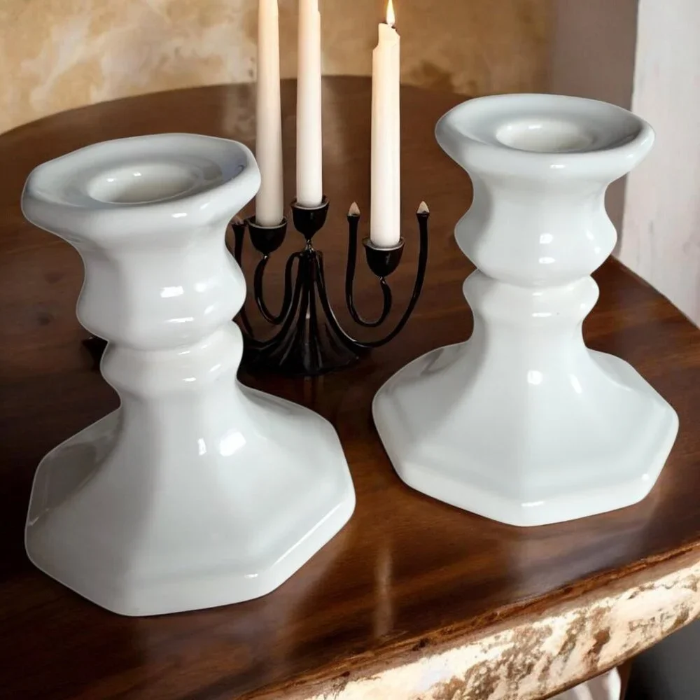 VINTAGE PHALTZGRAFF Heritage White Candlestick Holders Set of 2